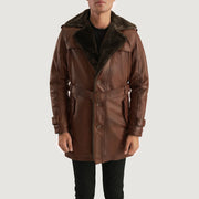 
Hunter Distressed Ruskea Fur Nahkatakki pitkä Miehille in Distressed Brown Sheepskin Burnishing - Edestä ja räätälöity siluetti | Osta verkosta