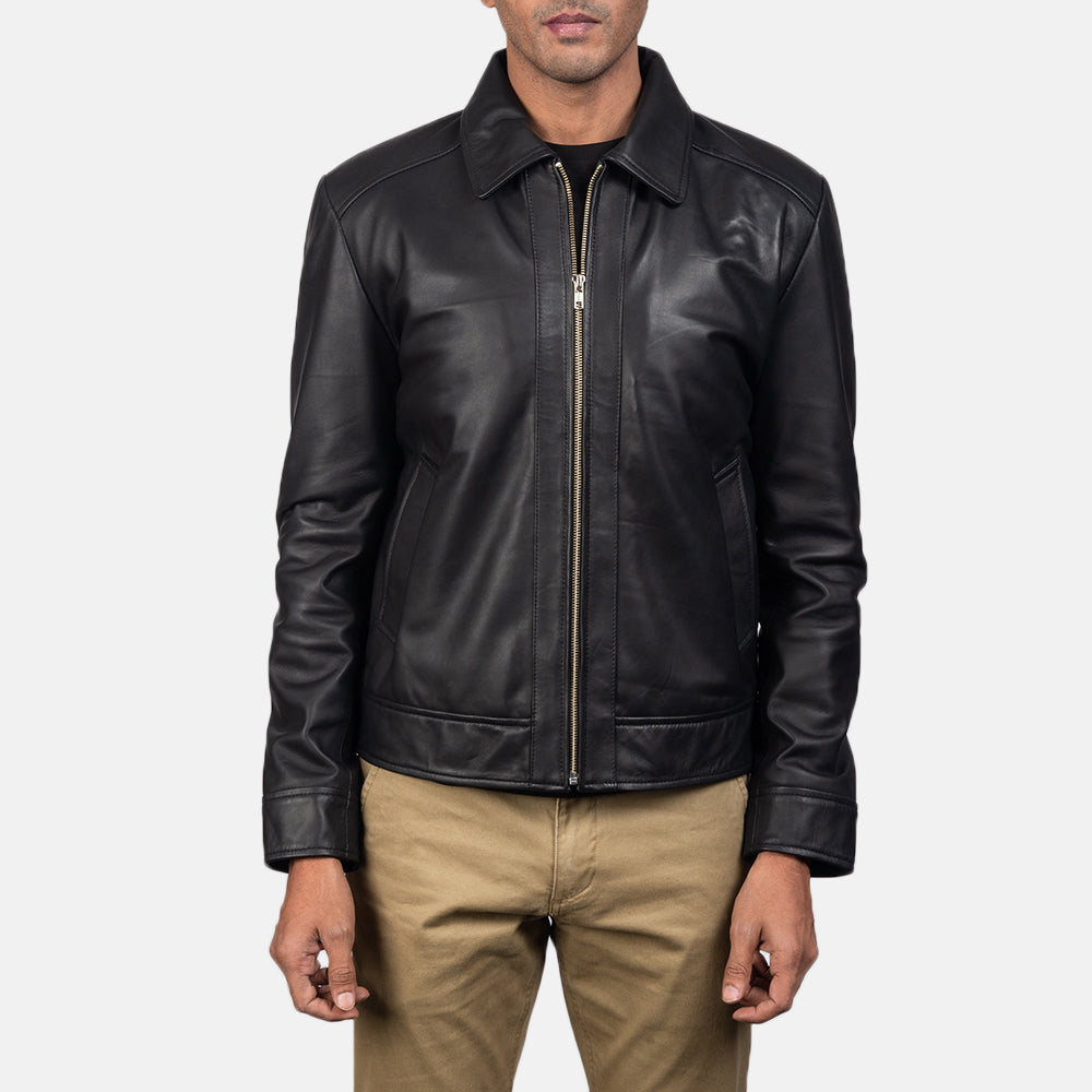 Men's Inferno Ruskea Nahkatakki Miehille - Lateral Side Profile View Showing Sleeve Cut &amp; Athletic Taper Fit
