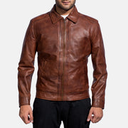 Open hem &amp; Hem Craftsmanship Construction Detail on Men's Inferno Ruskea Nahkatakki Miehille