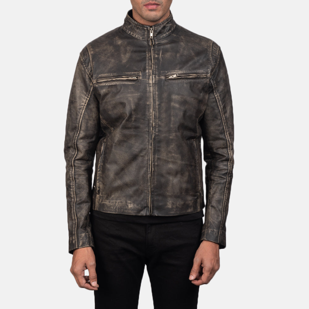 Ionic Nahkainen Biker-takki Miehille – alternate product view 3