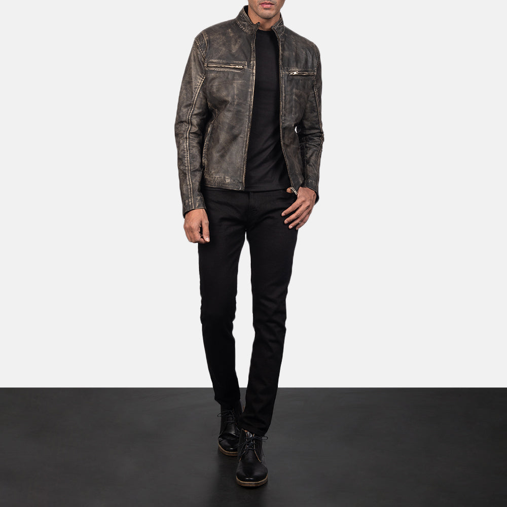 Ionic Nahkainen Biker-takki Miehille – alternate product view 4