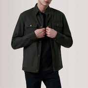 Irwin Olive Waxed Canvas Field Nahkatakki Miehille For Men in Olive Waxed Cotton Canvas - Front Profile View &amp; Tailored Silhouette | Buy Online