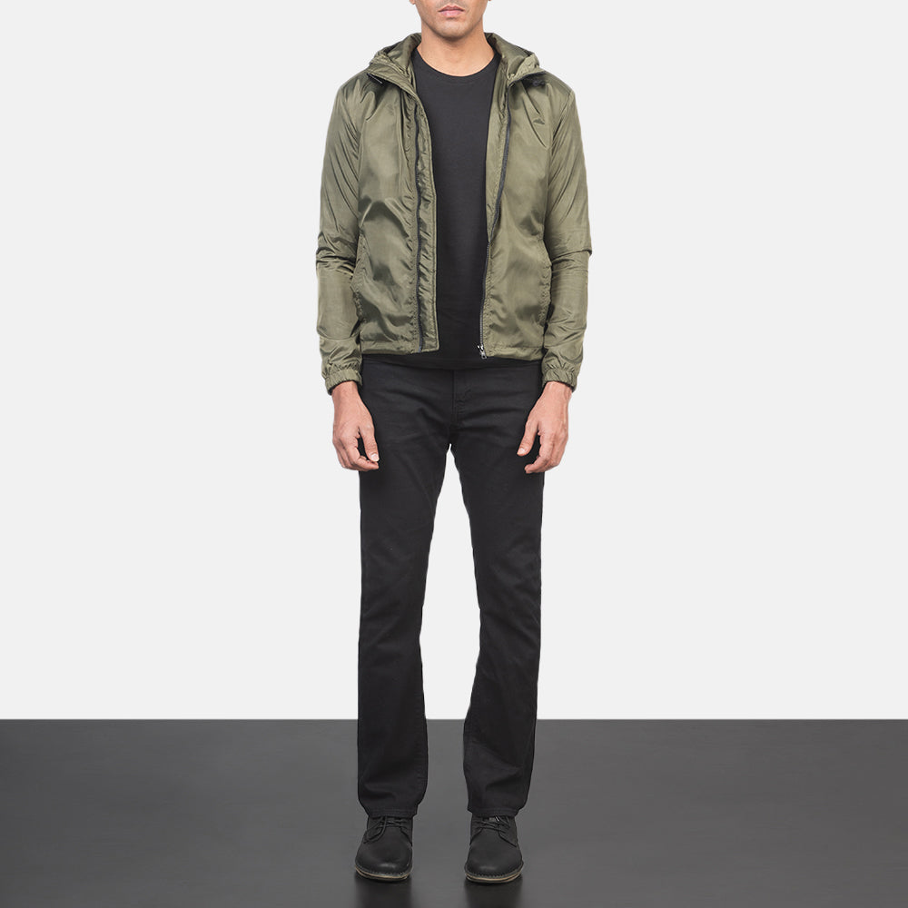 Jimmy Green Hooded Windbreaker Jacket - Sivuprofiili ergonomisella hihanleikkauksella