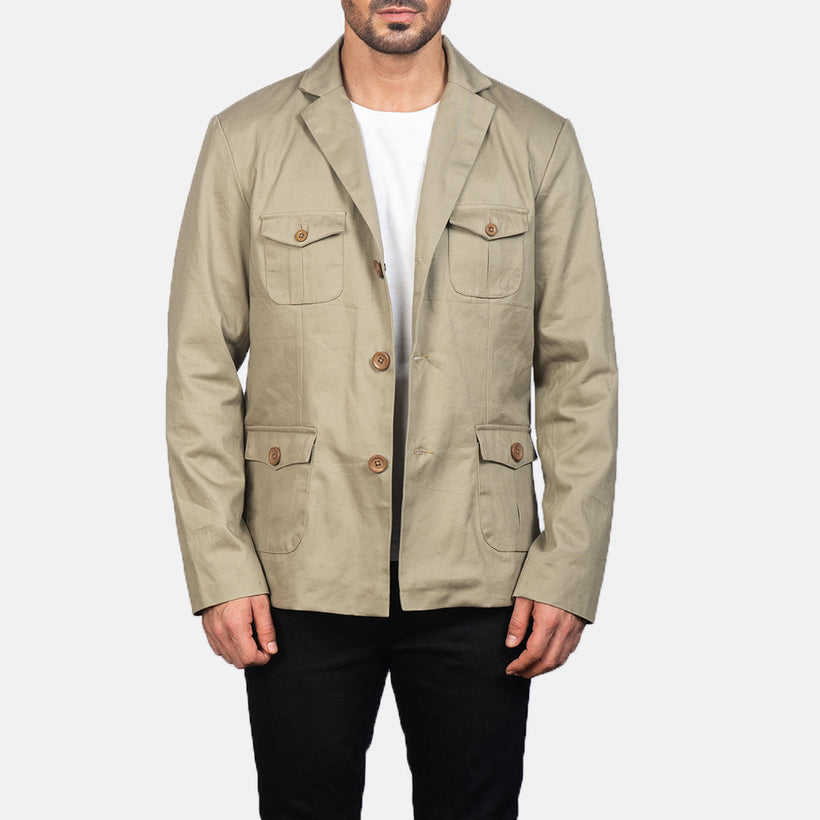 Kajetan Beige Safari Nahkatakki Miehille