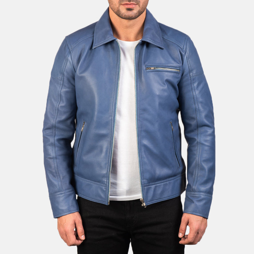 Lavendard Nahkainen Biker-takki Miehille