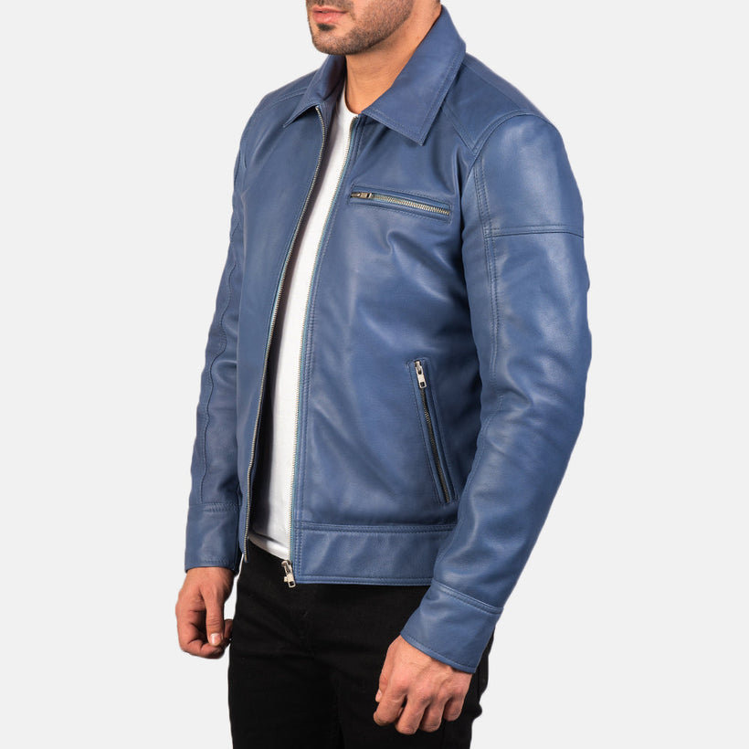 Lavendard Nahkainen Biker-takki Miehille