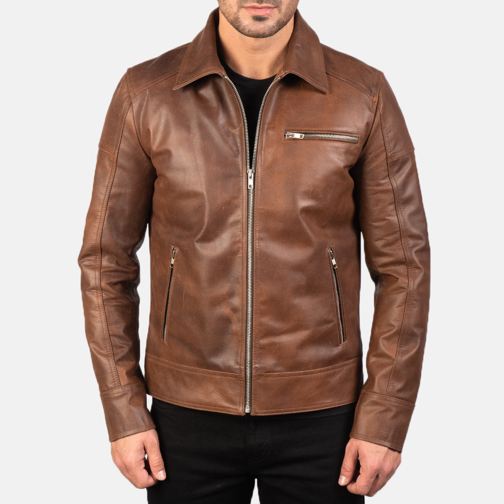 Lavendard Nahkainen Biker-takki Miehille – alternate product view 3