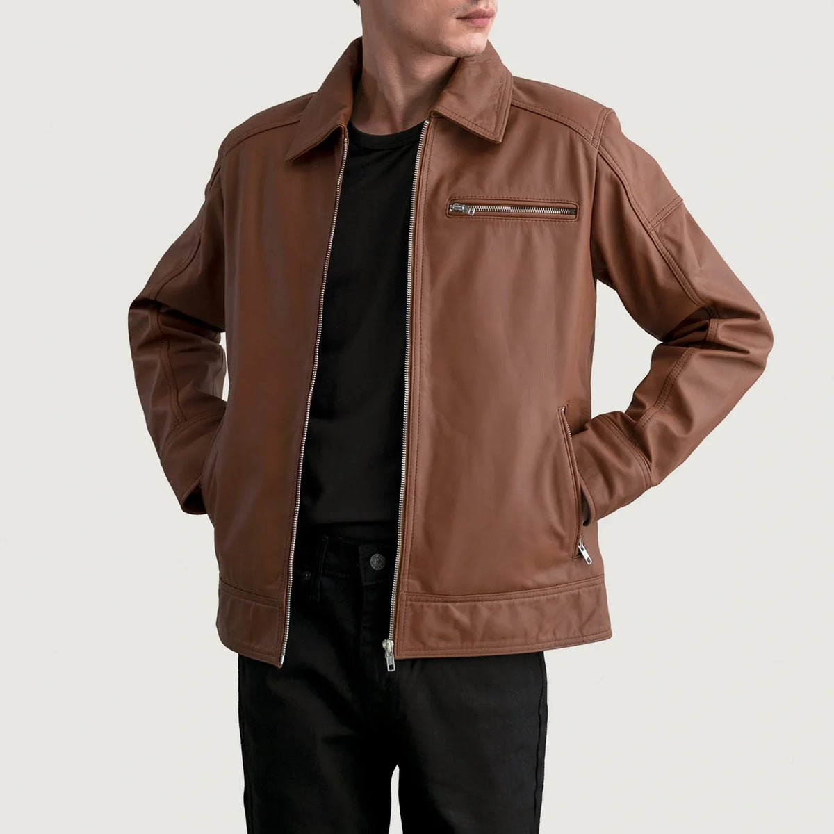 Lavendard Nahkainen Biker-takki Miehille – alternate product view 1