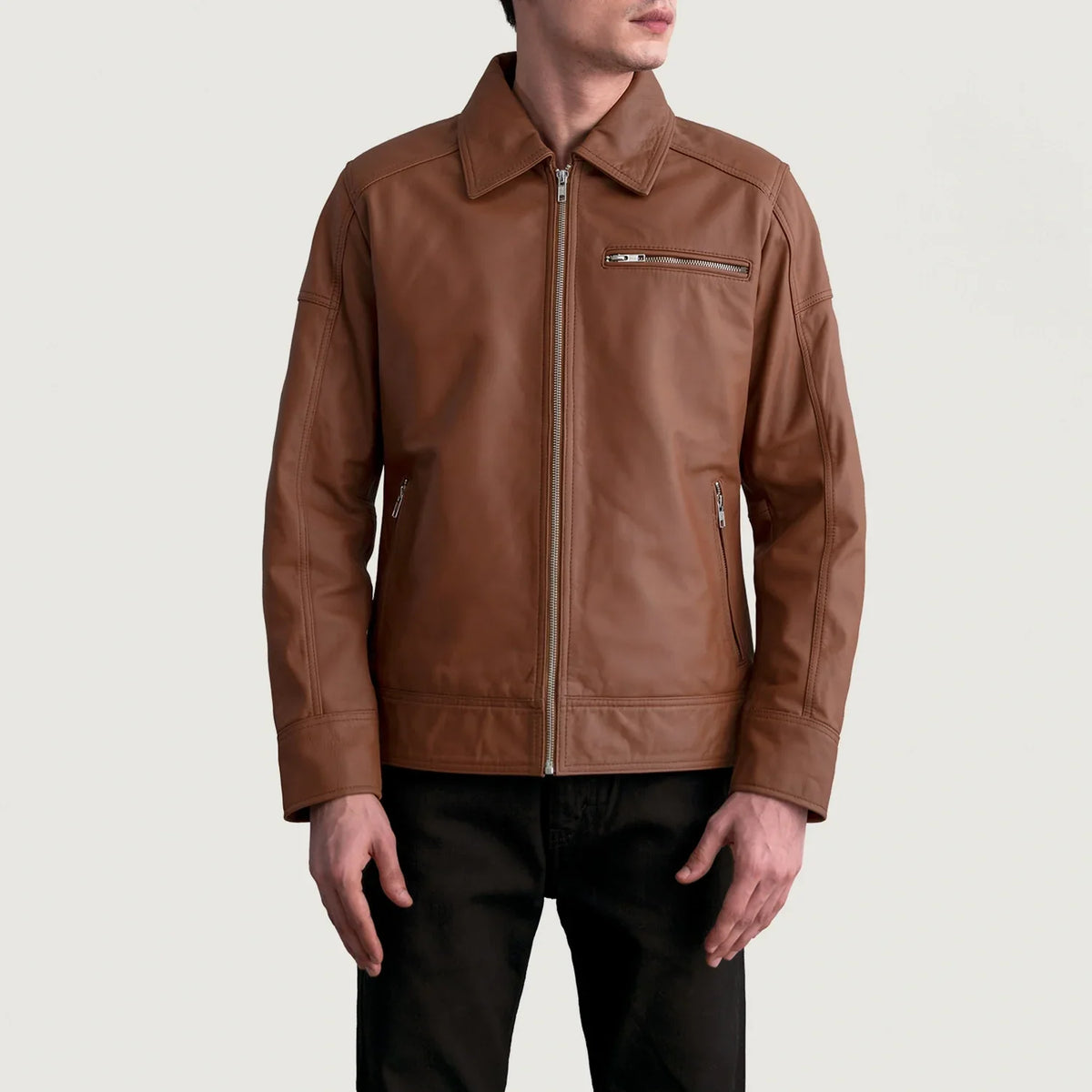 Lavendard Nahkainen Biker-takki Miehille – alternate product view 3