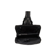 Amanda Full-Grain Leather Backpack - Structured Side Profile Showing Gusset Depth & Expansion Capacity