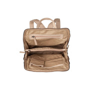 Solid Antique Brass Hardware &amp; Heavy-Duty Dual Zipper Detail on Bern Full-Grain Leather Backpack Naisille