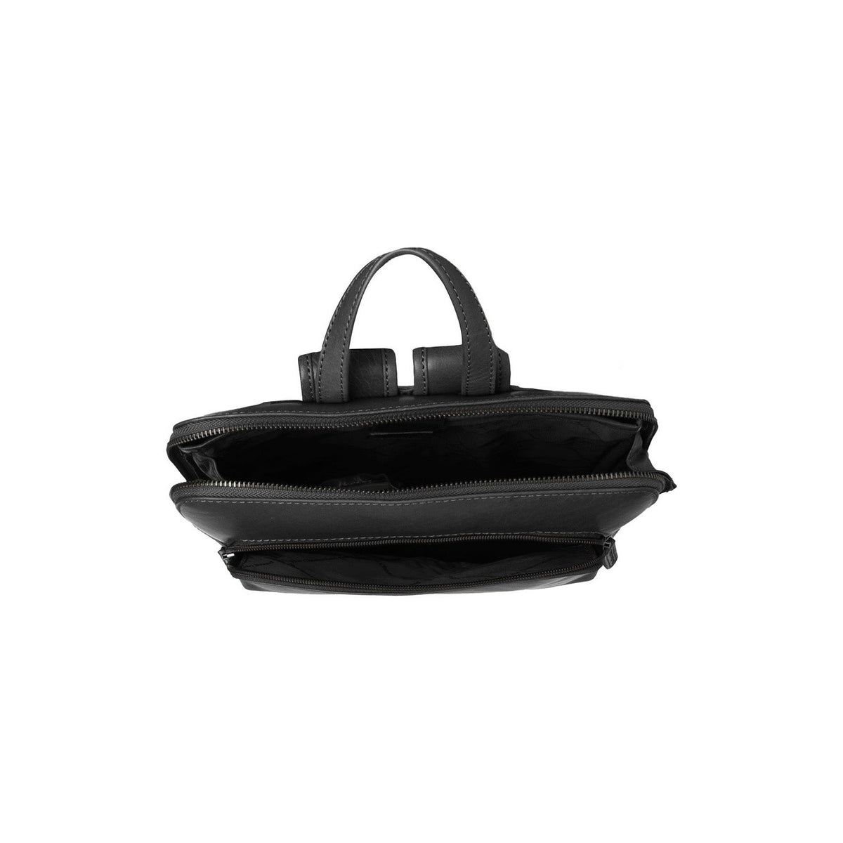 Solid Antique Brass Hardware &amp; Heavy-Duty Dual Zipper Detail on Fornella Full-Grain Leather Backpack Naisille
