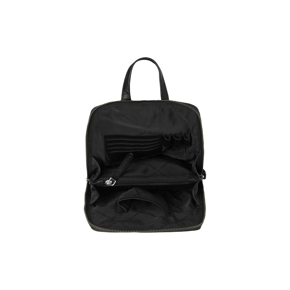 Solid Antique Brass Hardware &amp; Heavy-Duty Dual Zipper Detail on Linford Full-Grain Leather Backpack Naisille