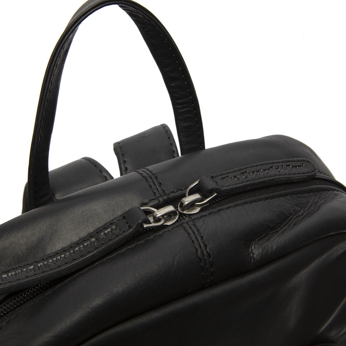 Solid Antique Brass Hardware &amp; Heavy-Duty Dual Zipper Detail on Santana Full-Grain Leather Backpack Naisille