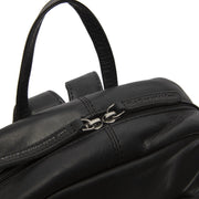 Solid Antique Brass Hardware &amp; Heavy-Duty Dual Zipper Detail on Santana Full-Grain Leather Backpack Naisille