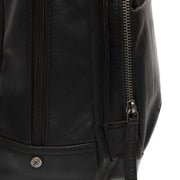 Santana Full-Grain Leather Backpack Naisille - Structured Side Profile Showing Gusset Depth &amp; Expansion Capacity