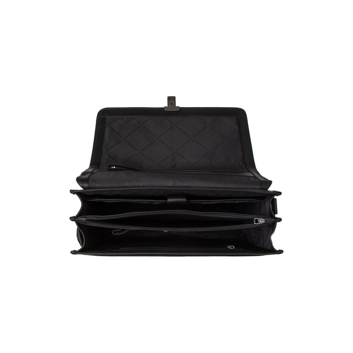 Solid Antique Brass Hardware &amp; Heavy-Duty Dual Zipper Detail on Glenwood Full-Grain Leather Briefcase Miehille