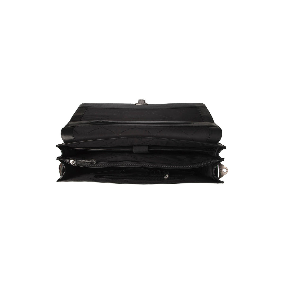 
Solid Antique Brass Hardware & Heavy-Duty Dual Zipper Detail on Salvatore Pintanahka Briefcase Miehille