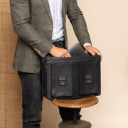 Springfield Full-Grain Leather Briefcase Naisille - Structured Side Profile Showing Gusset Depth &amp; Expansion Capacity
