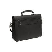 Solid Antique Brass Hardware &amp; Heavy-Duty Dual Zipper Detail on Stuttgart Full-Grain Leather Briefcase Naisille