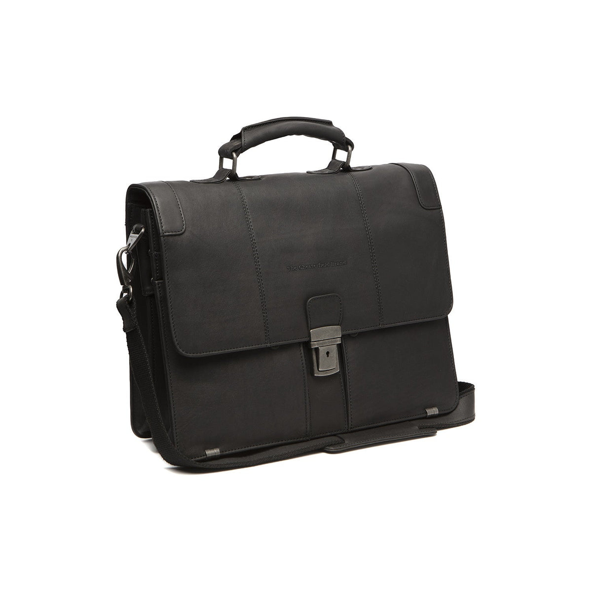 Stuttgart Full-Grain Leather Briefcase Naisille in Classic 100% Full-Grain Leather - Full Exterior Front Profile View | Buy Online