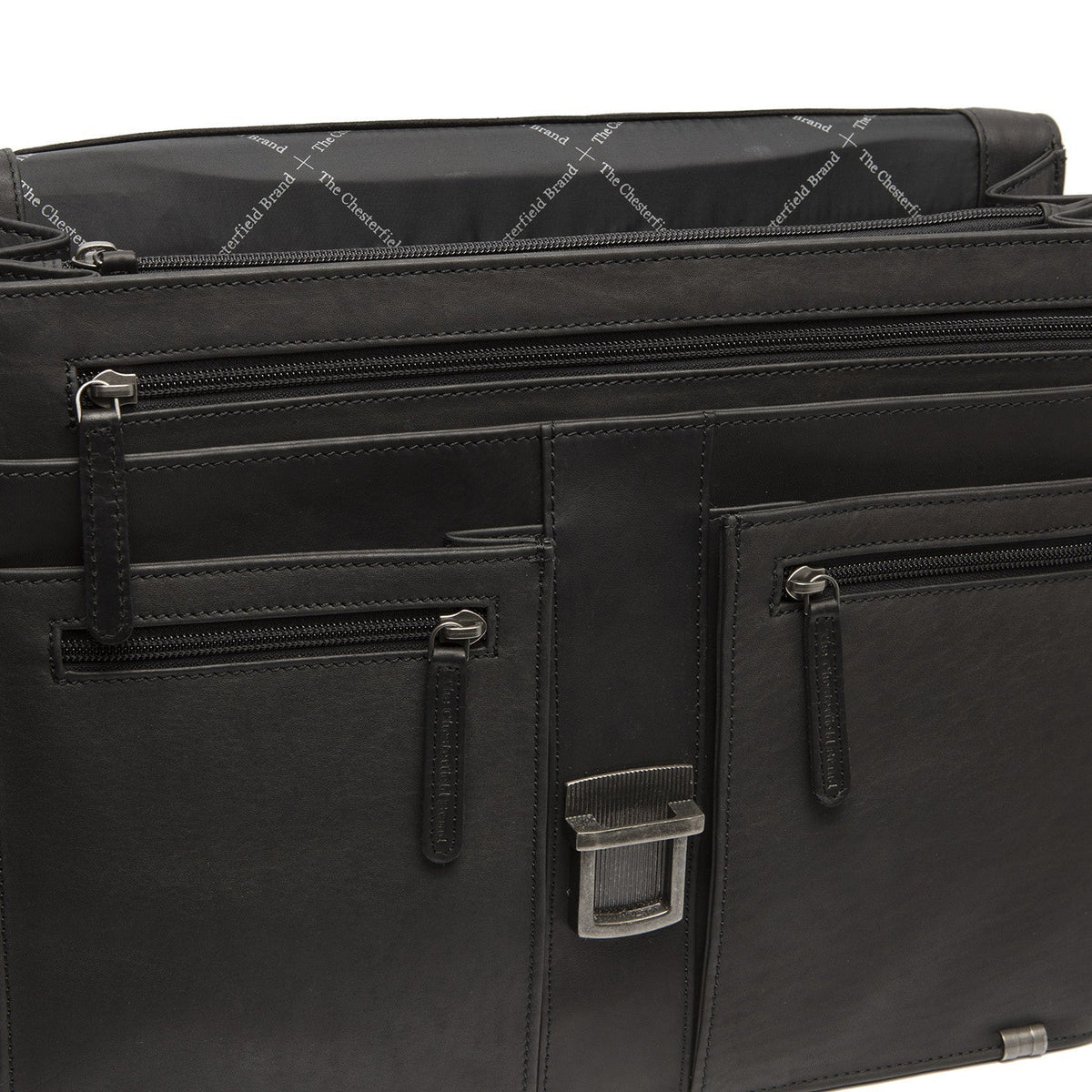 Stuttgart Full-Grain Leather Briefcase Naisille - Structured Side Profile Showing Gusset Depth &amp; Expansion Capacity