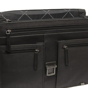Stuttgart Full-Grain Leather Briefcase Naisille - Structured Side Profile Showing Gusset Depth &amp; Expansion Capacity