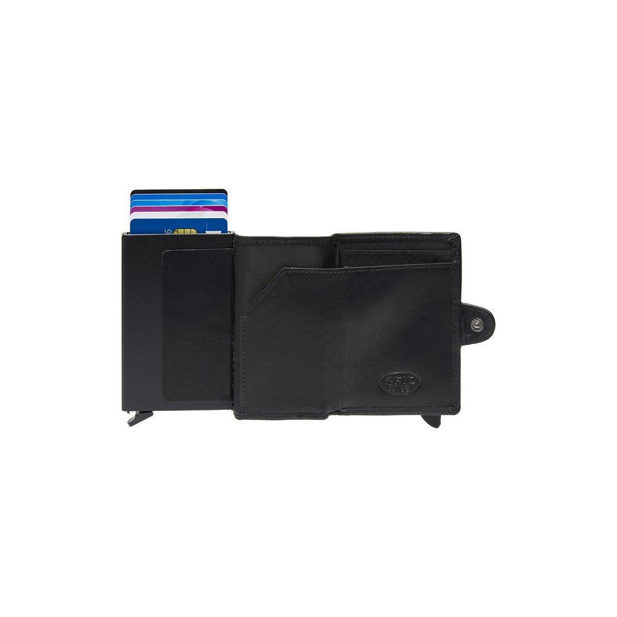 Baldwin Full-Grain Leather Card Holder Naisille - Structured Side Profile Showing Gusset Depth &amp; Expansion Capacity