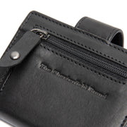 Solid Antique Brass Hardware &amp; Heavy-Duty Dual Zipper Detail on Barrea Full-Grain Leather Card Holder Naisille