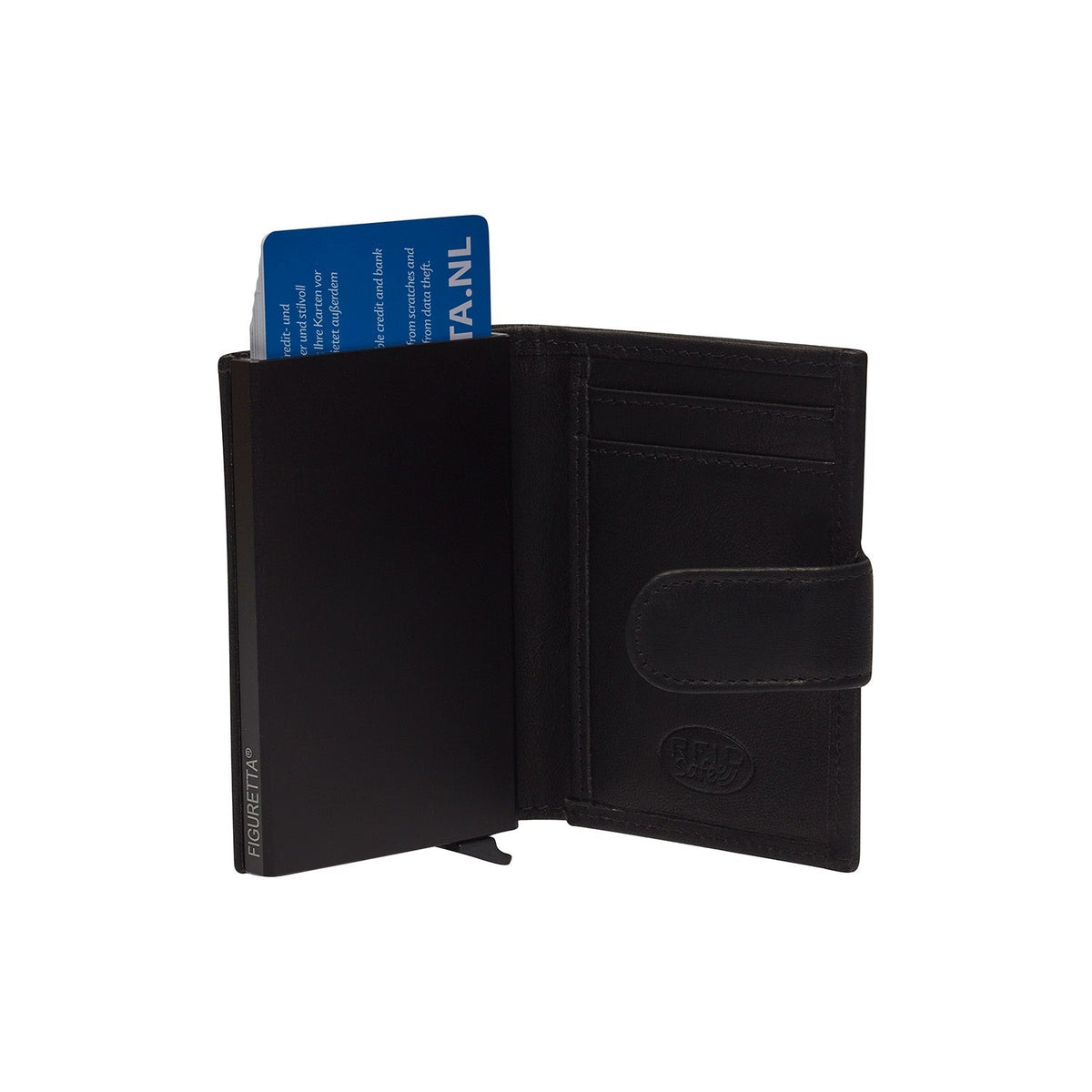 Solid Antique Brass Hardware &amp; Heavy-Duty Dual Zipper Detail on Hannover Full-Grain Leather Card Holder Naisille