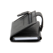 Solid Antique Brass Hardware &amp; Heavy-Duty Dual Zipper Detail on Larino Full-Grain Leather Card Holder Naisille