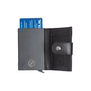 
Classic 100% Full-Grain Leather Card Holder - Takanäkymä vahvistetuilla nahkahihnoilla