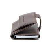 Solid Antique Brass Hardware &amp; Heavy-Duty Dual Zipper Detail on Varrano Full-Grain Leather Card Holder Naisille