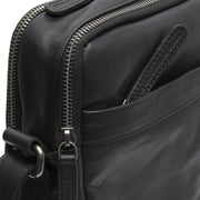 Solid Antique Brass Hardware &amp; Heavy-Duty Dual Zipper Detail on Alva Full-Grain Leather Crossbody Bag Miehille