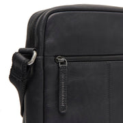 Solid Antique Brass Hardware &amp; Heavy-Duty Dual Zipper Detail on Anzora Full-Grain Leather Crossbody Bag Miehille