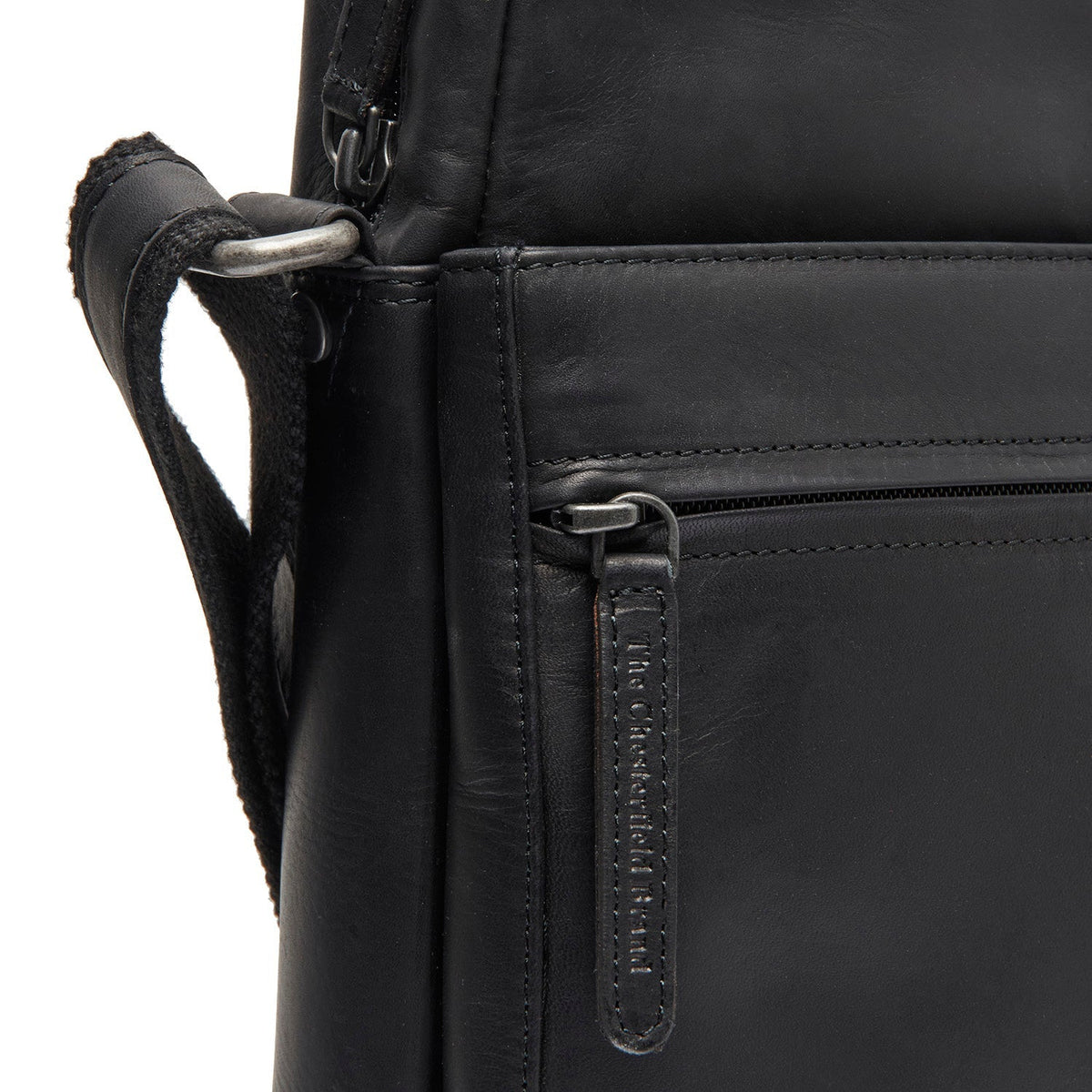 Anzora Full-Grain Leather Crossbody Bag Miehille - Structured Side Profile Showing Gusset Depth &amp; Expansion Capacity