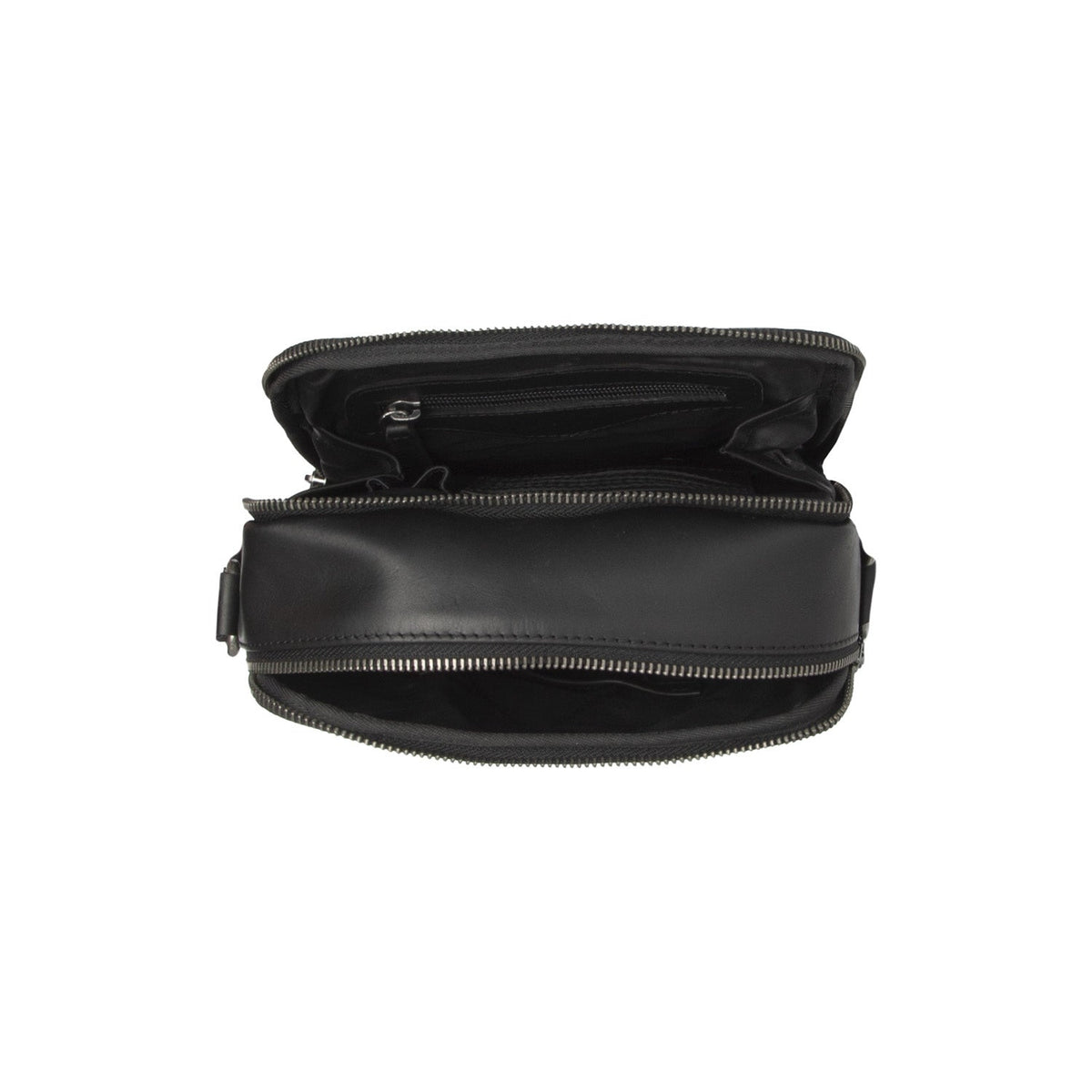 
Solid Antique Brass Hardware & Heavy-Duty Dual Zipper Detail on Arendal Nahkainen crossbody-laukku