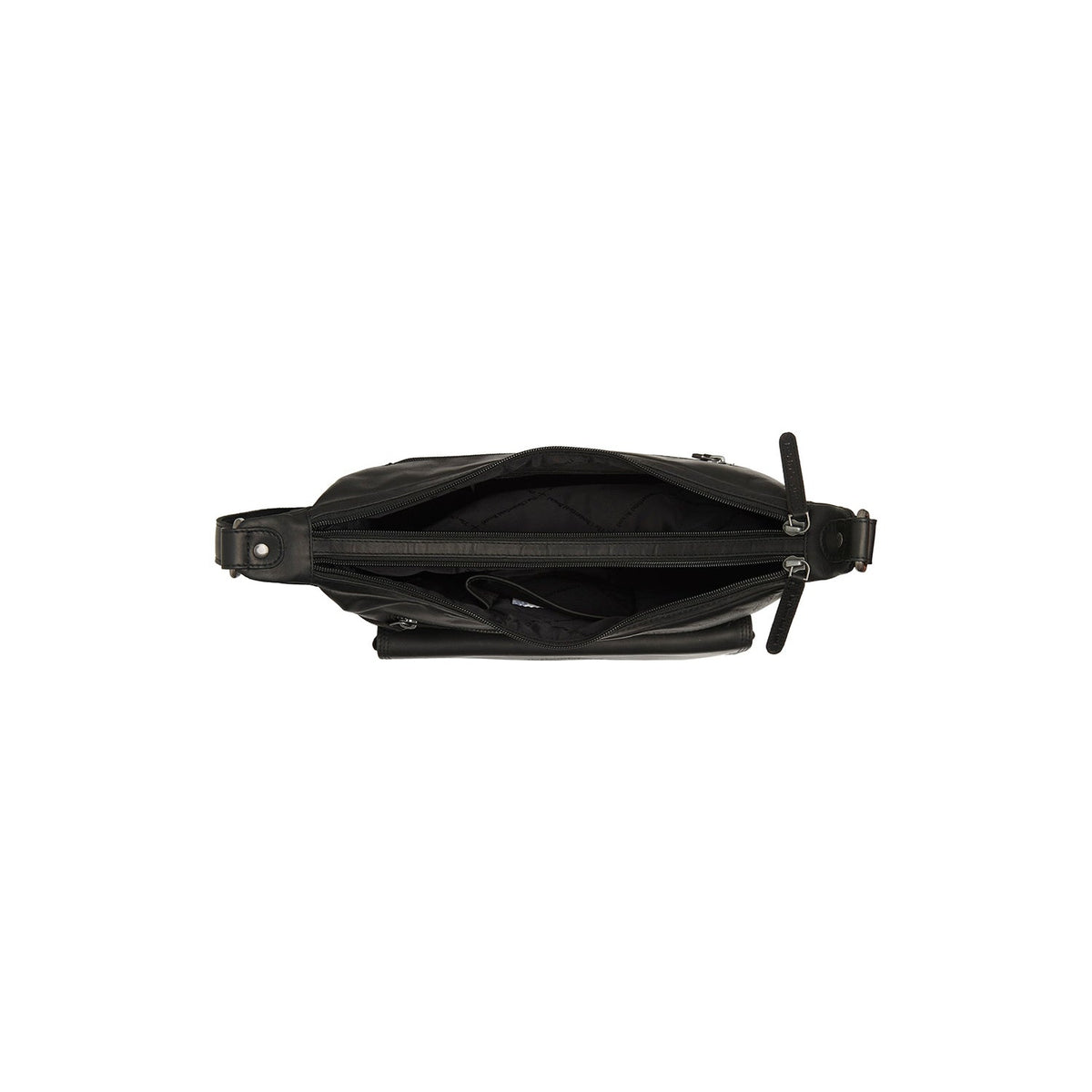 Solid Antique Brass Hardware &amp; Heavy-Duty Dual Zipper Detail on Bryson Full-Grain Leather Crossbody Bag Naisille