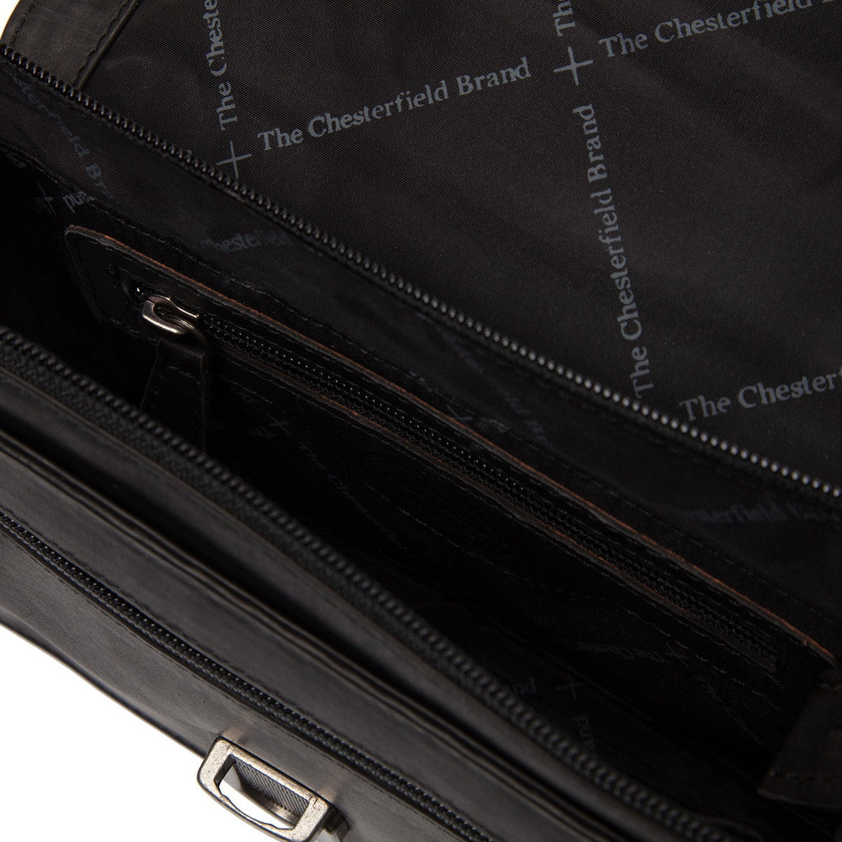 Solid Antique Brass Hardware & Heavy-Duty Dual Zipper Detail on Lucca Full-Grain Leather Crossbody Bag