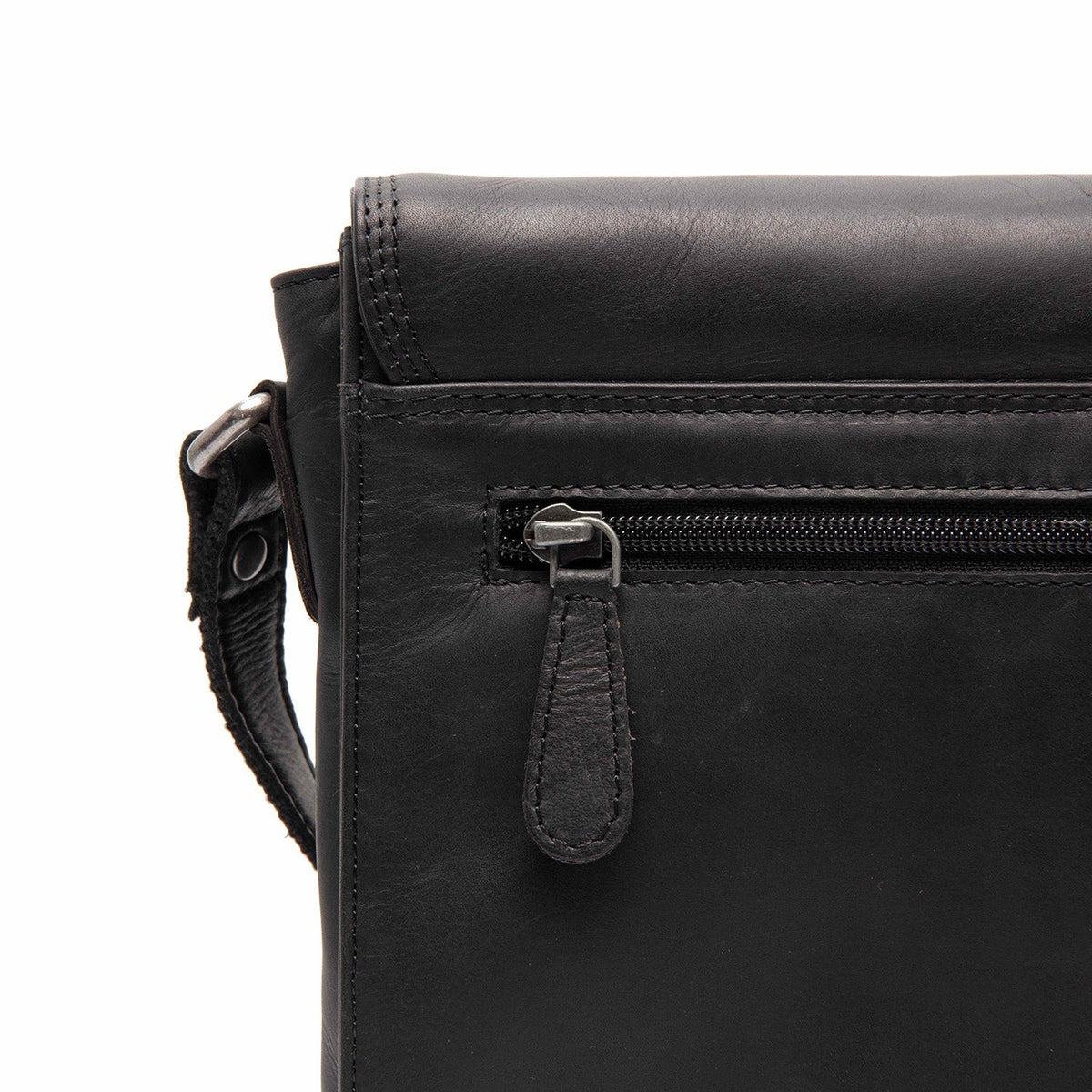 Lunor Full-Grain Leather Crossbody Bag Naisille - Structured Side Profile Showing Gusset Depth &amp; Expansion Capacity