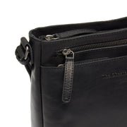 Solid Antique Brass Hardware &amp; Heavy-Duty Dual Zipper Detail on Mumbai Full-Grain Leather Crossbody Bag Naisille