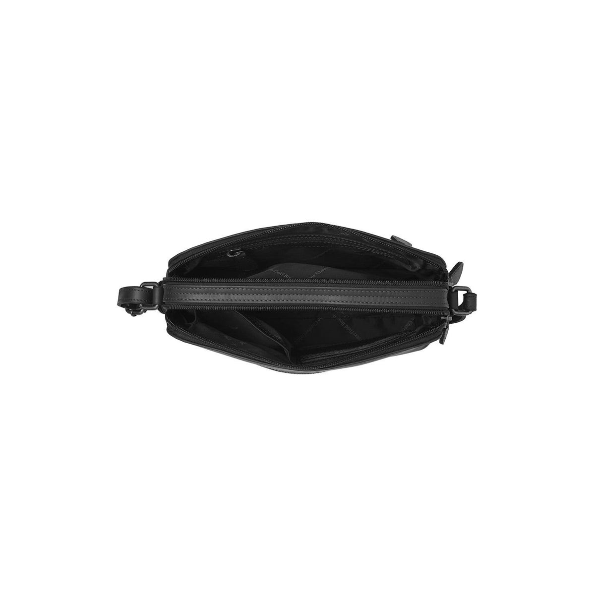 Solid Antique Brass Hardware &amp; Heavy-Duty Dual Zipper Detail on Nebraska Full-Grain Leather Crossbody Bag Naisille