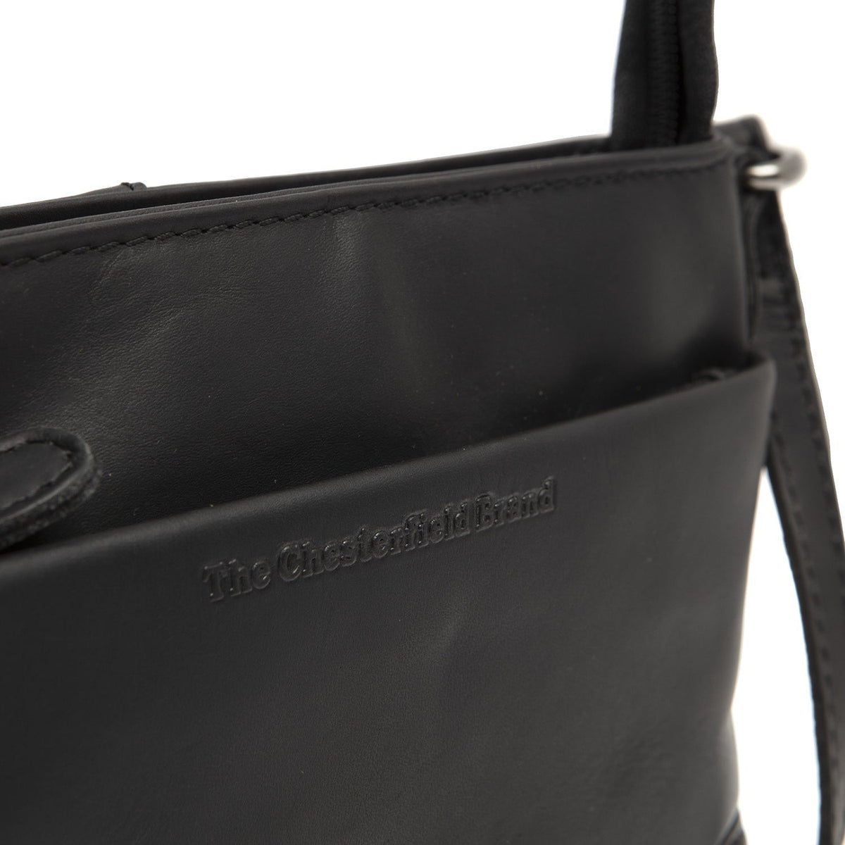 Solid Antique Brass Hardware &amp; Heavy-Duty Dual Zipper Detail on Salerno Full-Grain Leather Crossbody Bag Naisille