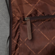 Styled Fit Perspective of Leather Garment Bag Josh Naisille on Model - Natural Daylight Drape