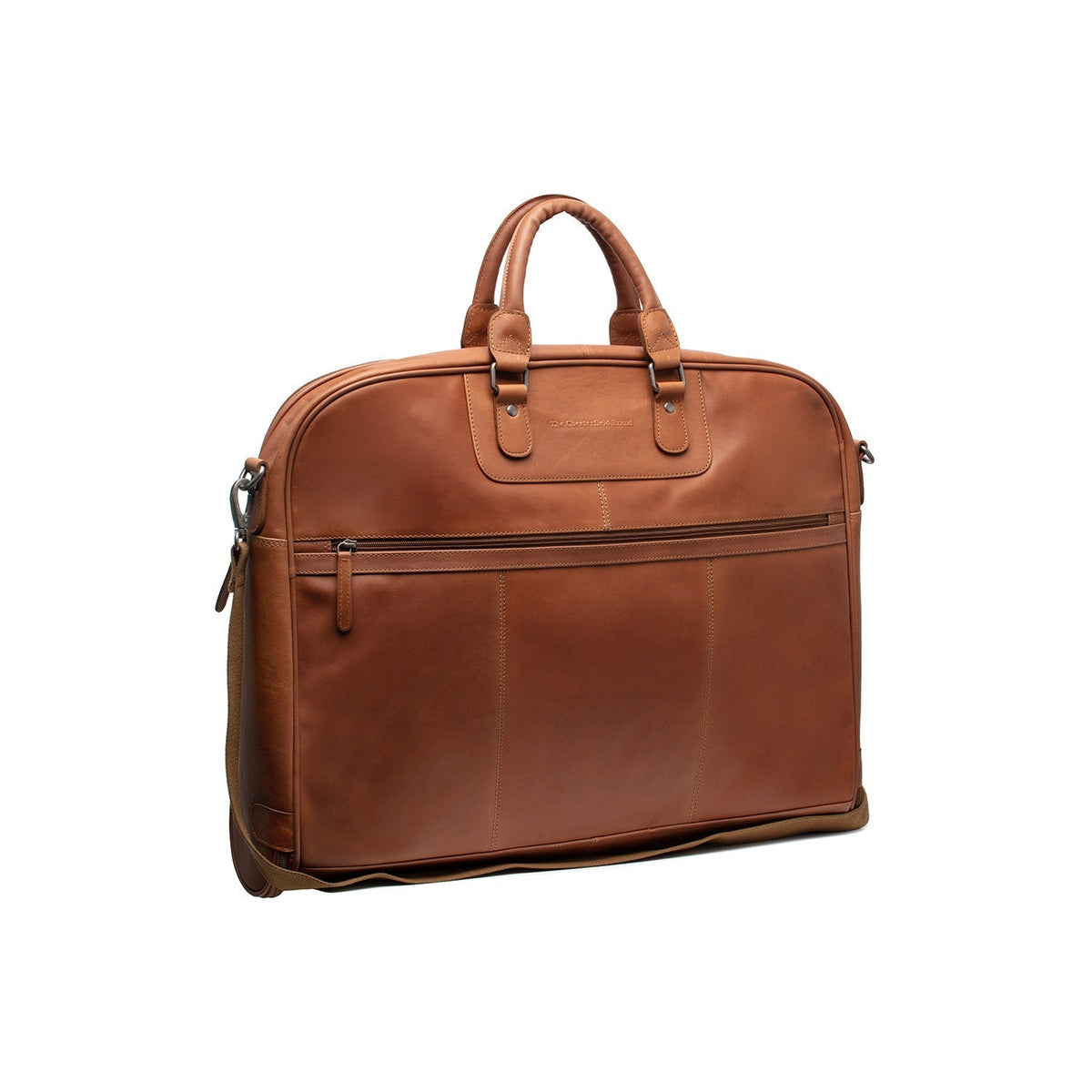 Cognac Leather Garment Bag Josh Naisille, front view
