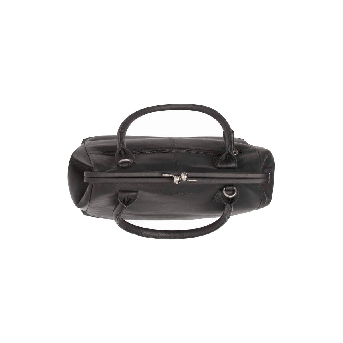 Close-Up Detail of Classic Collar &amp; Heavy-Duty Zipper Hardware on Dorin Full-Grain Leather Handbag Naisille