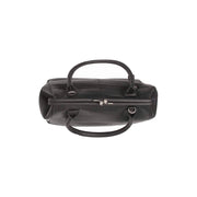Close-Up Detail of Classic Collar &amp; Heavy-Duty Zipper Hardware on Dorin Full-Grain Leather Handbag Naisille