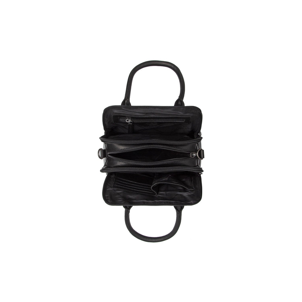 Close-Up Detail of Classic Collar &amp; Heavy-Duty Zipper Hardware on Ezra Full-Grain Leather Handbag Naisille
