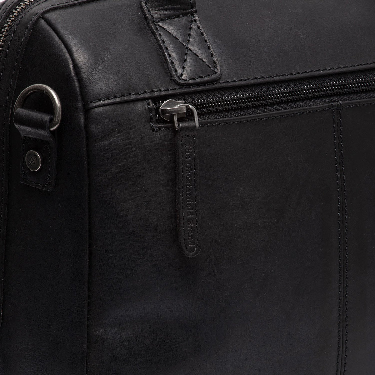 Tailored Rib Cuffs &amp; Hem Craftsmanship Construction Detail on Langton Full-Grain Leather Handbag Naisille