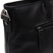 Close-Up Detail of Classic Collar &amp; Heavy-Duty Zipper Hardware on Pergamino Full-Grain Leather Handbag Naisille